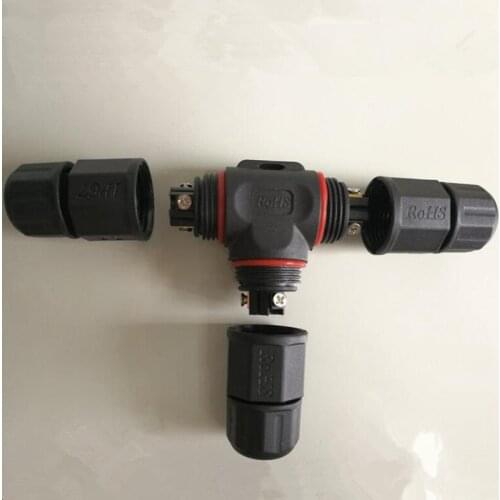 2PCS Waterproof Connector Screw Fixed 2/3 Way 2/3P T Shape Aviation Cable Wire