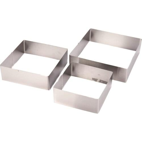 3 Pcs/Set Square Stainless Steel Mousse Ring Mold Cookie Cutter Baking Biscuit Mold Pastry Tools Accessories Baking Tips-ABUX