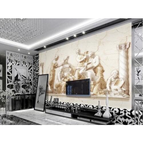 3D wallpaper 3d tv wall paper European relief sculpture figures in the sitting room TV setting wall paintings wallpaper