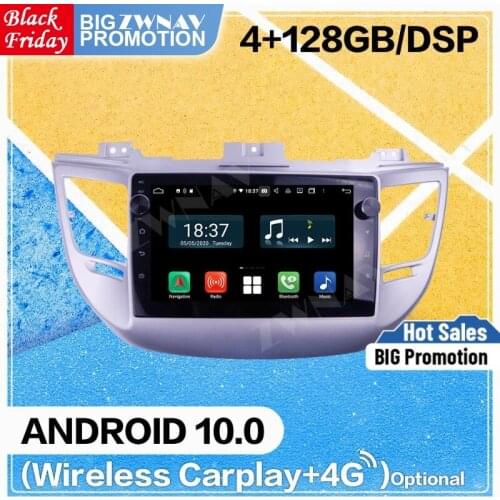 4+128G Carplay Android 10 Screen Player For Hyundai Tucson 2014 2015 2016 2017 2018 GPS Navigation Head Unit Radio Audio Stereo