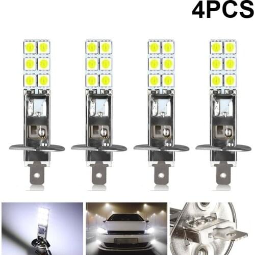 4Pcs Mini Car Fog Bulbs LED Headlight Lamp Kit H1 6000K Super White 55W Driving Light DRL Lamps Auto Lamp Bulb