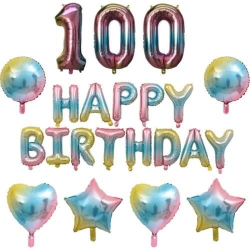 40Inch 32 Inch Gradient Rainbow Digital Balloon Happy Birthday Happy Birthday Letter Balloon Set