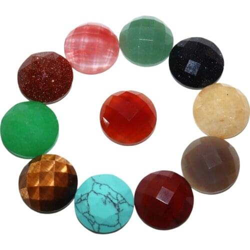 5pcs / Lot 16mm Natural Faceted Agates Rose Pink Quartz Jades Stone Beads Cabochon Cameo For Jewelry Accessories Diy Necklace