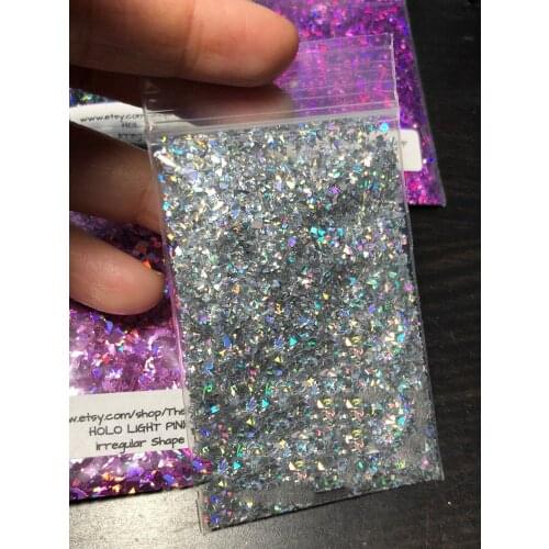 50G/bag IRREGULAR shape Glitter U Choose Color Nail Art Face Small Flakes, Silver Holographic, Crushed, Irregular Shapes GLITTER