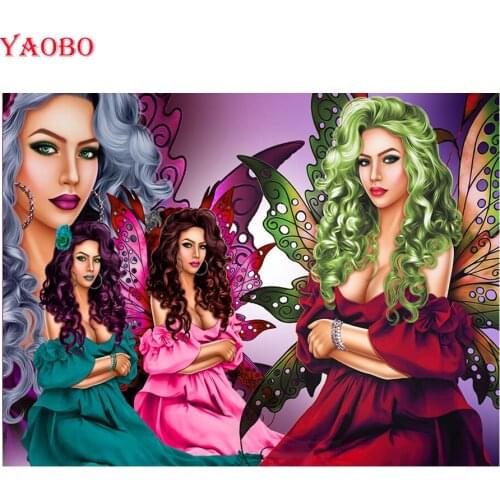 5D Diy Diamond Painting butterfly fairy cross stitch Full Square Round Diamond Embroidery Rhinestones diamond Mosaic Pretty girl