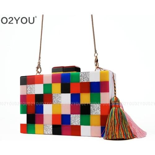 Acrylic colorful evening clutch bag elegant Handmade bag party wedding bridal purse Acrylic Box Clutch Bag Ladies Shoulder Bag
