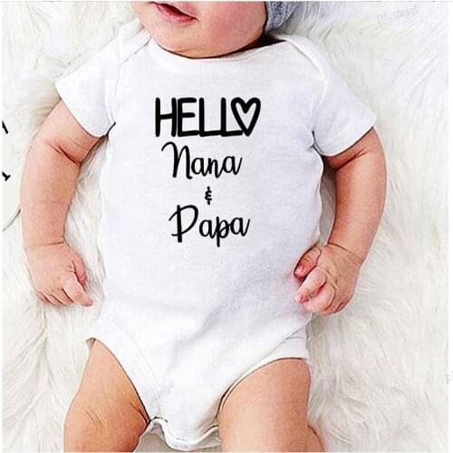 Infant Shower Gifts Hello Nana Papa Letter Print Newborn Baby Clothes Bodysuit for Newborns Toddler Girl Winter Jumpsuit
