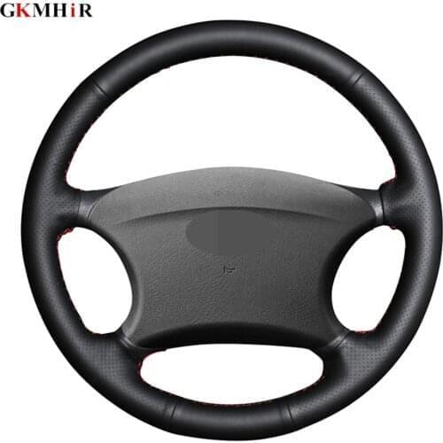 DIY Hand-stitched Black Genuine Leather Car Steering Wheel Cover For Chevrolet Niva 2002-2009 Lada 2110 2011-2014