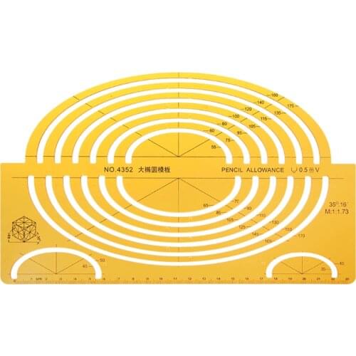 K Resin Ellipses Drafting Templates Large Isometric Ruler Measuring Tool Student