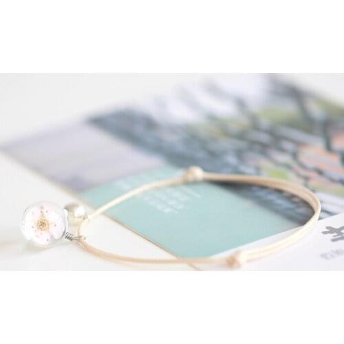 Minimalist Handmade Glass Natural Dry Flower Specimen Bracelet Fashiona Artistic Girlfriends Lovers Jewelry for Women Girl