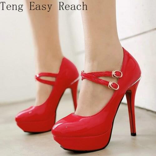 Fashion Mary Jane Women Shoes Sexy Super High Heel Women Pumnps Party Buckle Platform Round Toe Spring Autumn Shoes Woman