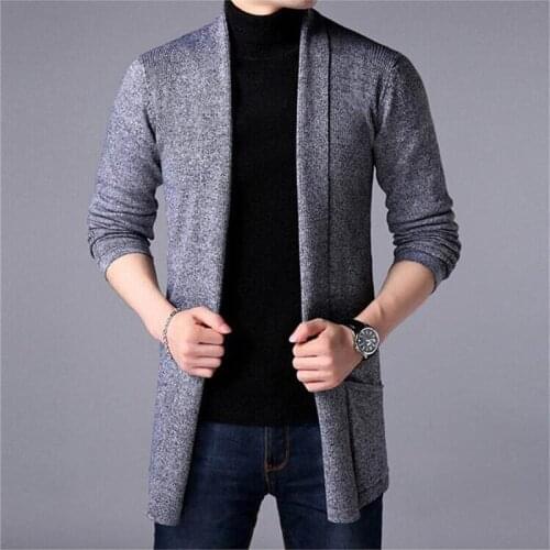 Sweater Coats Men New Fashion 2021 Autumn Mens Slim Long Solid Color Knitted Jacket Fashion Mens Casual Sweater Cardigan Coats
