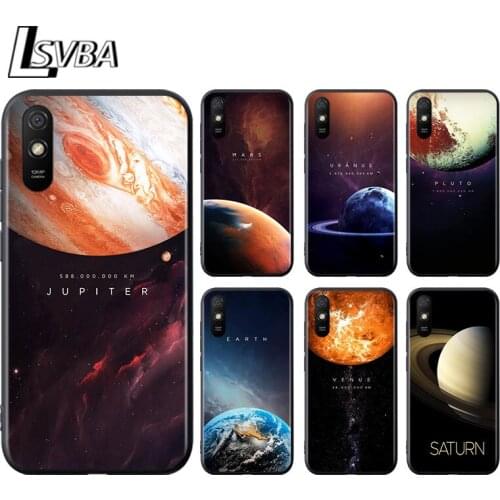 Solar System Planets Earth for Xiaomi Redmi 10X Pro 9C 9A 9T 9 GO K40 K30 Ultra K20 8 7 S2 6 5 4X Pro Soft Black Phone Case