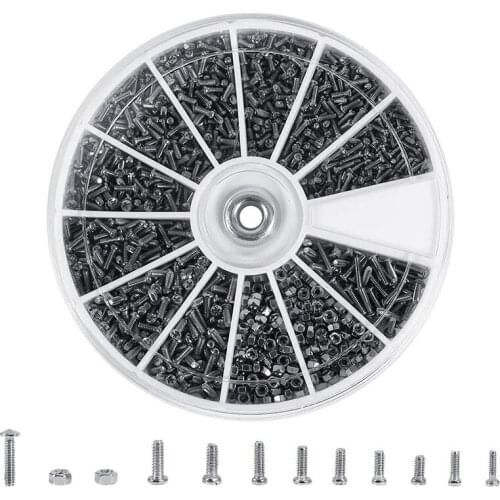 600pcs 12 Kinds Small Screws Nuts Electronics Assortment Kit Repair Tool Stainless Steel Tiny Hex M1 M1.2 M1.4 M1.6 for Watches