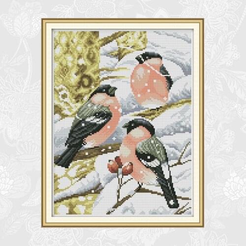 Red-bellied Bird in the Snow Counted Cross Stitch 11CT 14CT DIY Cross Stitch Kits Embroidery Thread Home Decor Needlework