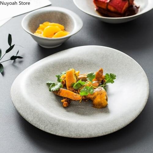 Japanese Irregular Tableware Dish Set Household Ceramic Creative Dish Plate Personality Irregular Hotel Restaurant Tableware