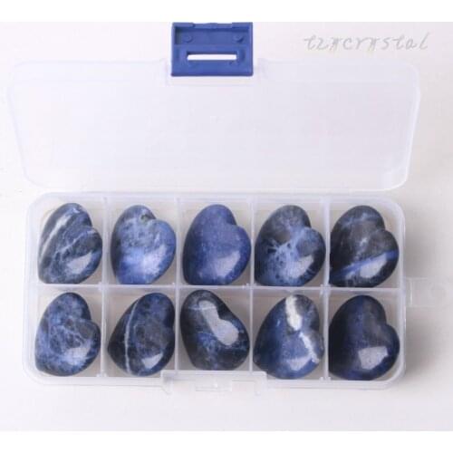Natural Sodalite Peach Heart Crystal Gemstone Pendant Jewelry with Box Storage