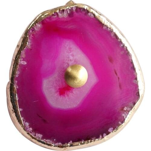 Nordic creative design naturalism handle natural agate stone brass drawer cabinet door decorative handle