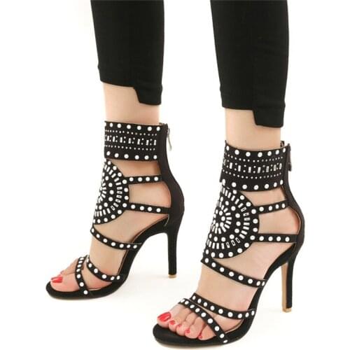 YMECHIC 2018 New Summer Womens Shoes Brown Purpple Rhinestone Crystal Party High Heel Gladiator Sandals Women Zipper Sexy Heels