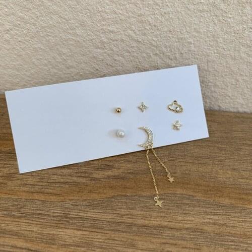 ​ZDMXJL 2021 New Fashion Womens Earrings Fine Simple Star Moon Ear Stud Tassels Suit Earrings For Women Jewelry Gifts Wholesale