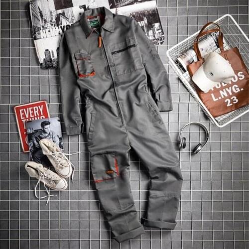 New Vintage Harajuka Mens Long Sleeve Cargo Overalls Zipper Fly Pockets Rompers Mens Jumpsuit Fashion Loose Casual Plus Size 4XL