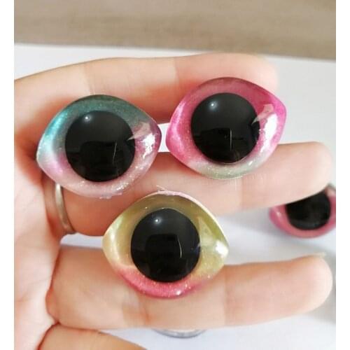 New arrvial 20pcs/lot 23x28mm oval shape clear trapezoid safety toy eyes +glitter rainbow Nonwovens + washer for diy doll