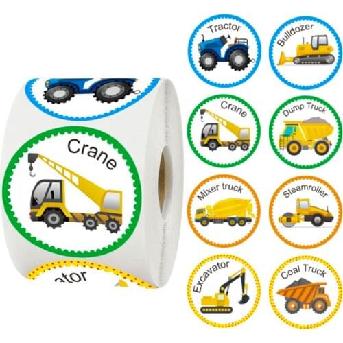 New Childrens Cartoon Truck Sticker 500pcs for Kids Kart Car Construction Cars Birthday Party Reward Game Stationery Stickers