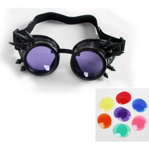 A Pair Colorful Eyeglasses Lenses for Unisex Glasses Vintage Gothic Glasses Welding Punk Steampunk Goggles Cool Sunglasses Lens