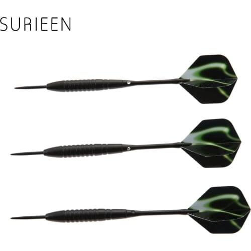 Professional 3 Pcs 22g Steel Needle Tip Darts Iron Black Nickel Hard Point Dart Set With Barrel & Aluminium Shaft & Nice Flights