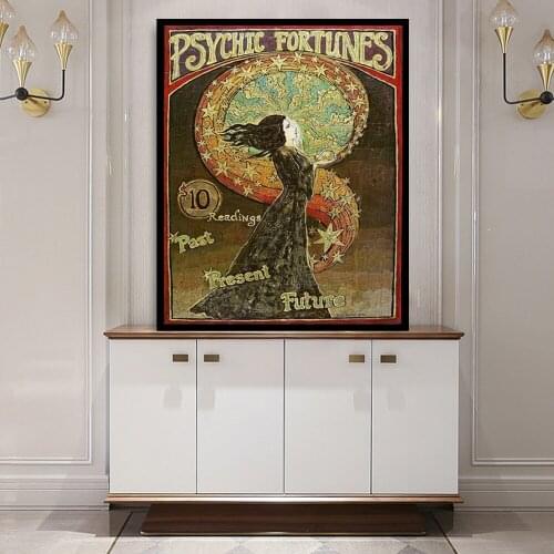 Psychic Fortunes Gypsy Circus Canvas Paintings Pagan Psychedelic Bohemian Goddess Posters and Prints Wall Picture for Home Decor