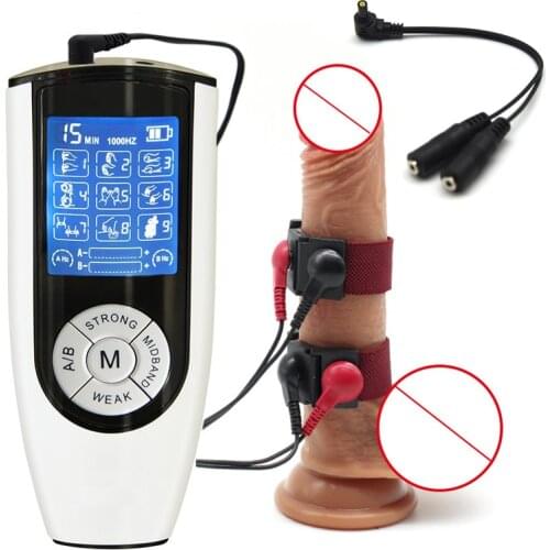 Strongest BDSM Electric Shock Bipolar Penis Ring Electrical Stimulation Physiotherapy Ring Cock Extender Male Chastity Sex Tools