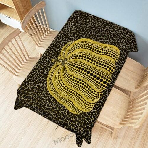 Modern Art Yayoi Kusama Yellow Dotted Pumpkin Visual Art Linen Decorative Wall Tapestry Waterproof Table Cloth Furniture Cover