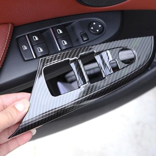 4pcs Carbon Fiber Style ABS Plastic Stickers Window Lifter Switch Button Cover Trim for BMW X3 X4 2011-2017 Models Accessories
