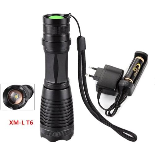 LED Flashlight XM-L T6 1000LM Torch 5 Modes Zoom Flashlight Camping lamp SET Contains 18650 batteries and chargers