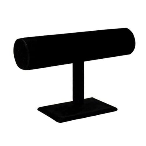 T-shaped velvet display unit for bracelets and watches Black
