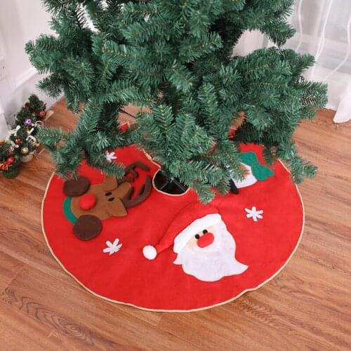 Home Decor Non-woven Fabric Christmas Tree Skirt With Santa Claus Snowflake Pattern Christmas Tree Bottom Decor Party Supply