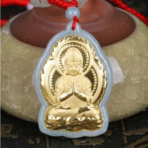 Fine Jewelry Women Men Jade Pendants Unique Natural White Hetian Jade Pendant Thousand Hand Guanyin Bodhisattva 2018
