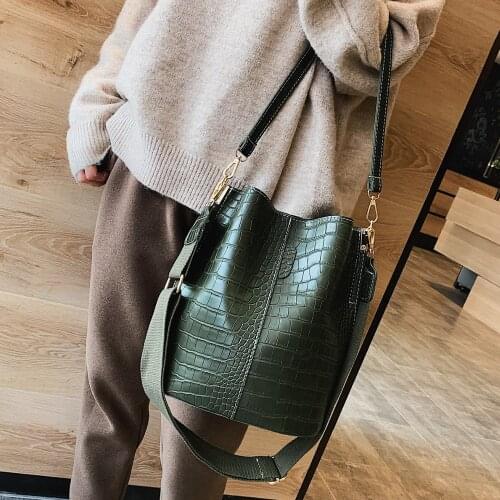 WEIXIER leather Stone Pattern Crossbody Bag For Women 2019 New Shoulder Bag Fashion bags and Purses Zipper Bucket Bags LQ-31