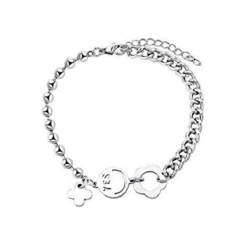 POTCET Womens Smiley Letter Bracelet Geometric Fashion Retro Hip Hop Personality Party Jewelry