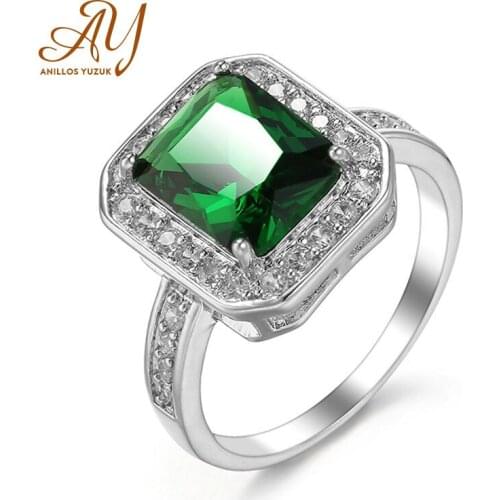 Anillos Yuzuk Exquisite Real 925 Sterling Silver Women Created Ruby Emerald Ring Square Cut Eternity Ring Wedding Fine Jewelry