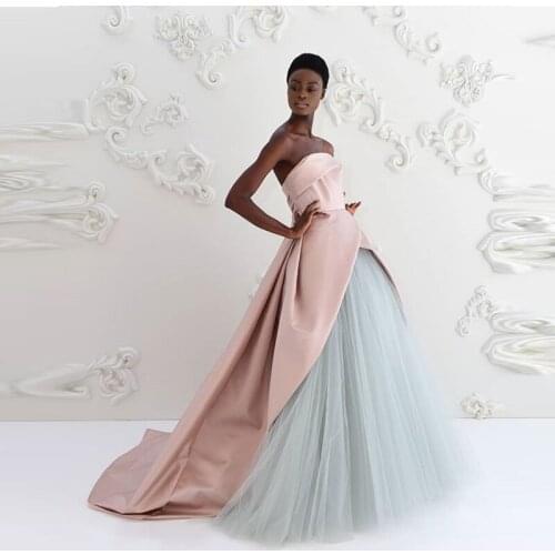 Elegant A-line Women Christmas Dresses 2021 Pink And Sky Blue A-line Long Prom Gowns Vintage Formal Dress