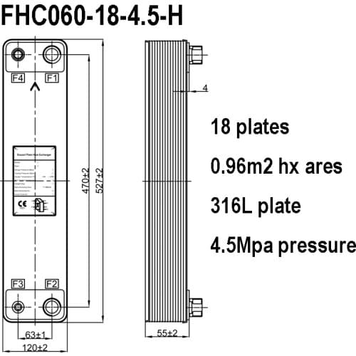 0.96m2 316L Stainless Steel 18 Plates Brazed Plate Heat Exchanger Instead SWEP Heat Exchanger