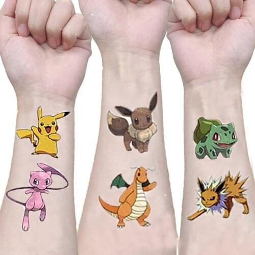Pokemon Tattoo Children Sticker Random 1PCS Pikachu Action Figure Surprise Cartoon Kids Girls Christmas lols Birthday Gifts