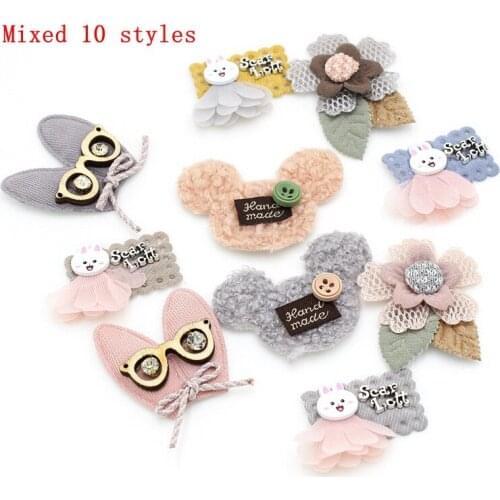 10pcs/lot Felt Cartoon patch Head Pads Patches Appliques for Craft Clothes Sewing Supplies DIY Hair Clip Accessories