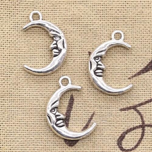 10pcs Charms Moon Face 21x15mm Antique Making Pendant fit,Vintage Tibetan Bronze Silver color,DIY Handmade Jewelry