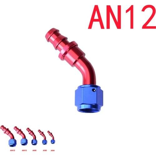 12 AN AN-12 Aluminum 45 Degree Push-on Oil/Fuel Fitting Adapter Oil Cooler High Quality AN 12 Reusable Hose End Fitting Adaptor