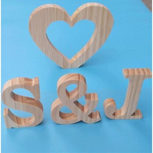 15-40cm Crude Wood Color Solid Wood English Letters Numbers Ornaments Home Restaurant Bar Coffee Wedding Decoration Photo Props