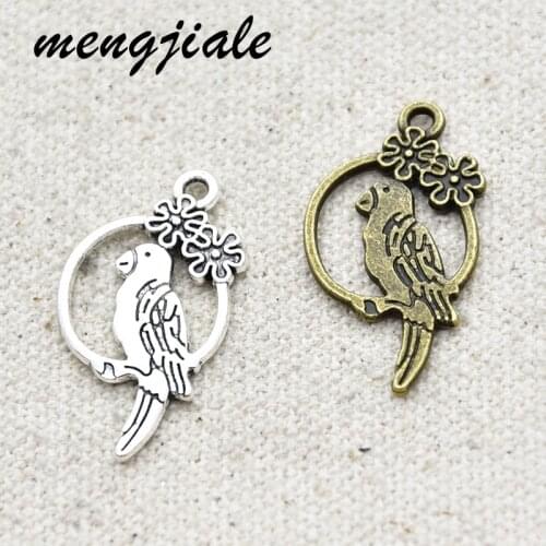 15pcs of Antique Silver Bird Charms Pendants 27*15*1.5mm Tibetan Silver Charm