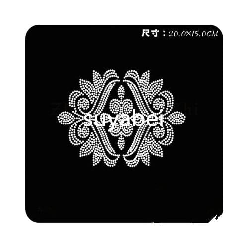 2pcs/lot Big Flower appliques design stone hot fix rhinestone motif iron on crystal transfer patches for shirt