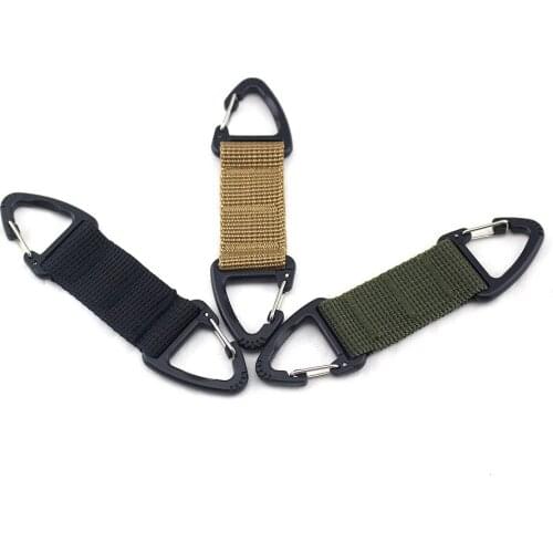 Outdoor Molle Backpack Bag Webbing 2pcs Belt Clip Climbing Carabiner Buckle Tactical Webbing Clip Clasp Hanging Chain Key Hook